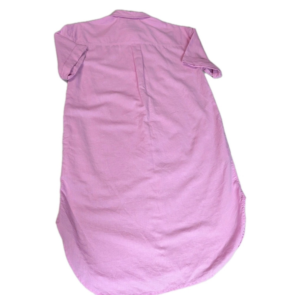 GAP Pink Linen Blend Short Sleeve Button Front Shirt Dress XS Petite W/ Pockets - Picture 3 of 13